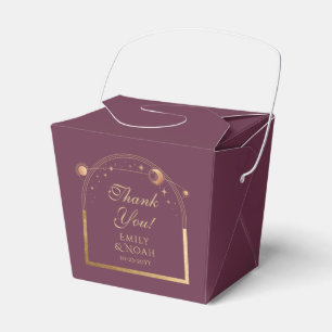 Hemelse Plum Gouden Zon Maan Sterren Huwelijk Bedankdoosjes