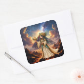 Hemelse Priesteres van de Gouden Piramide. Vierkante Sticker (Envelop)