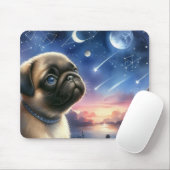 Hemelse Pug Nachtelijke Hemel Muismat (Met muis)