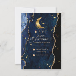Hemelse Quinceanera Sterren en Maan Reactiekaart RSVP Kaartje