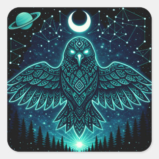 Hemelse Raaf – Kosmische Boodschapper Wildlife Mel Vierkante Sticker