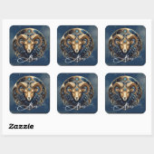 Hemelse Ram Zodiac Teken Kosmisch Zwart Goud Ram Vierkante Sticker (Vel)