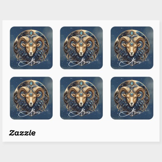 Hemelse Ram Zodiac Teken Kosmisch Zwart Goud Ram Vierkante Sticker (Vel)