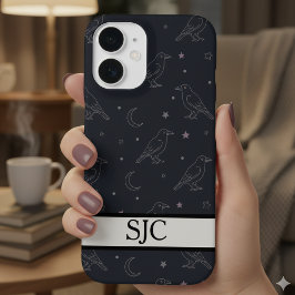 Hemelse Raven Donkere Academische Monogram-Telefoo iPhone 16 Hoesje