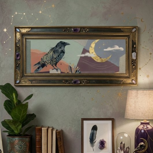 Hemelse Raven Maan Kunst – Gotische Natuur Poster
