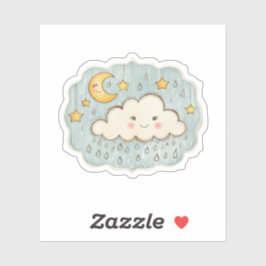 Hemelse regenachtige nacht met maan en sterren sticker