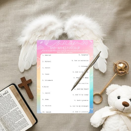 Hemelse Regenboog Bijbelse Babynamen Match-Up Kaart