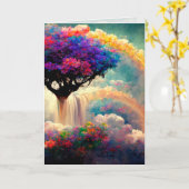 Hemelse regenboog, Bridge Greeting / Note Kaart (Gele Bloem)