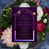 Hemelse Regenboog Deep Plum Sun Star Moon Wedding Kaart