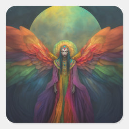 Hemelse Regenboog Godin Engel Geest Gids Kunst Vierkante Sticker