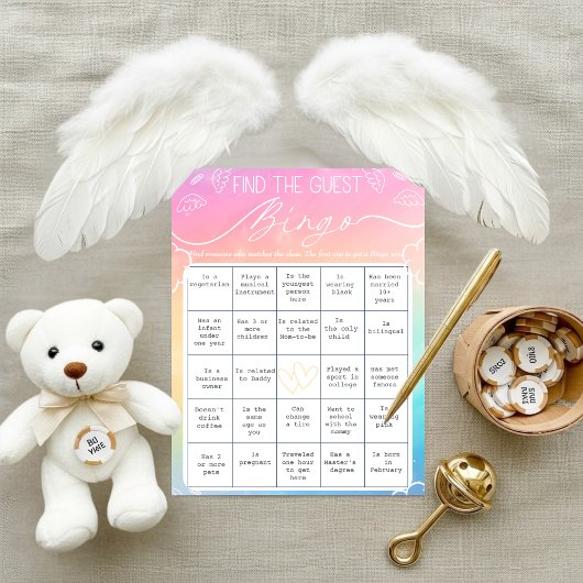 Hemelse Regenboog Vind de Gast Bingo Kaart