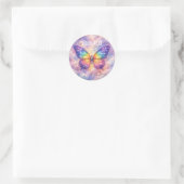 Hemelse Regenboog Vlinder Cirkel Ronde Sticker (Tas)