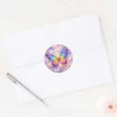 Hemelse Regenboog Vlinder Cirkel Ronde Sticker (Envelop)