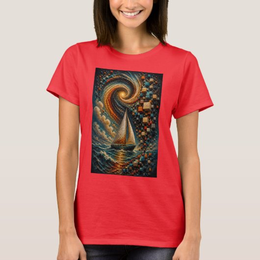 Hemelse Reis | Abstracte 3D Micro Mozaïek T-shirt (Voorkant)