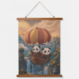 Hemelse Reis: Panda Ontdekkingsreizigers in Vlucht Hangend Wandkleed