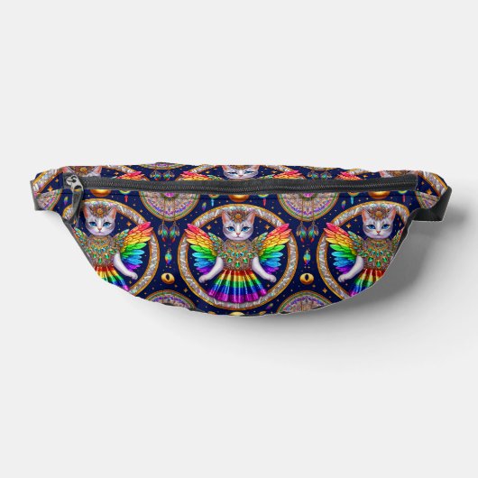 Hemelse Retro Regenboog Kat Engelenvleugels Tas (Liggend)