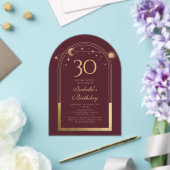 Hemelse Rode Gouden Zon Maan Sterren 30e Verjaarda Acryl Uitnodigingen (Insitu (Huwelijk))