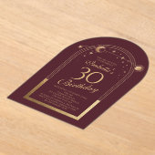 Hemelse Rode Gouden Zon Maan Sterren 30e Verjaarda Acryl Uitnodigingen (Laagn)