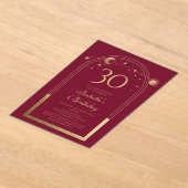 Hemelse Rode Gouden Zon Maan Sterren 30e Verjaarda Acryl Uitnodigingen (Laagn)