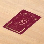 Hemelse Rode Gouden Zon Maan Sterren 30e Verjaarda Acryl Uitnodigingen (Laagn)