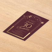 Hemelse Rode Gouden Zon Maan Sterren 30e Verjaarda Acryl Uitnodigingen (Laagn)