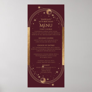 Hemelse Rode Gouden Zon Maan Sterren 30e Verjaarda Poster