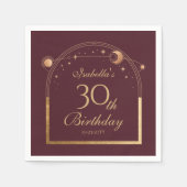 Hemelse Rode Gouden Zon Maan Sterren 30e Verjaarda Servet (Voorkant)