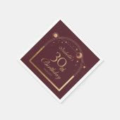 Hemelse Rode Gouden Zon Maan Sterren 30e Verjaarda Servet (Hoek)