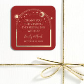 Hemelse Rode Gouden Zon Maan Sterren Huwelijk Vierkante Sticker