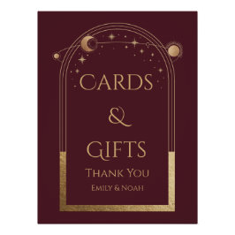 Hemelse Rode Gouden Zon Maan Sterren Kaarten & Ges Perfect Poster