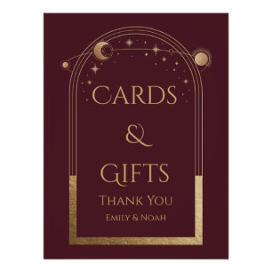 Hemelse Rode Gouden Zon Maan Sterren Kaarten & Ges Perfect Poster