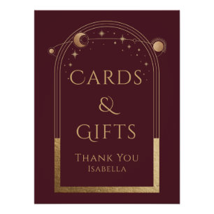 Hemelse Rode Gouden Zon Maan Sterren Kaarten & Ges Perfect Poster