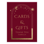 Hemelse Rode Gouden Zon Maan Sterren Kaarten & Ges Perfect Poster (Voorkant)