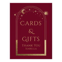 Hemelse Rode Gouden Zon Maan Sterren Kaarten & Ges Perfect Poster