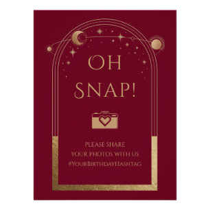 Hemelse Rode Gouden Zon Maan Sterren Oh Snap Perfect Poster