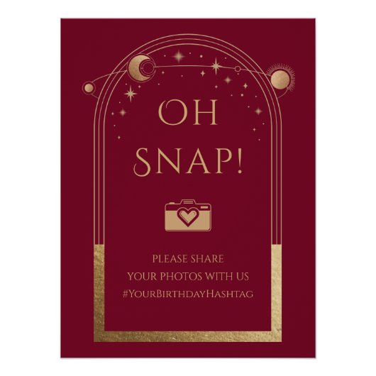 Hemelse Rode Gouden Zon Maan Sterren Oh Snap Perfect Poster (Voorkant)