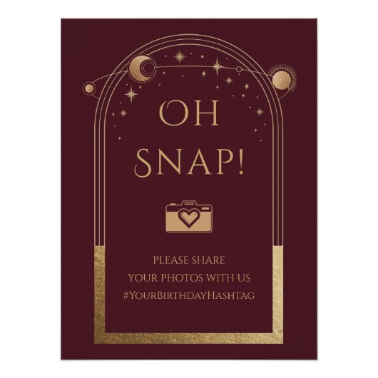 Hemelse Rode Gouden Zon Maan Sterren Oh Snap Perfect Poster (Voorkant)