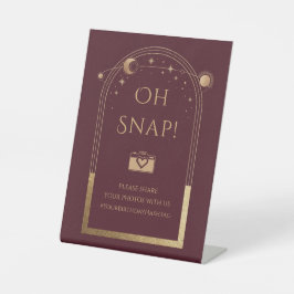 Hemelse Rode Gouden Zon Maan Sterren Oh Snap Reclamebord Met Voetstuk