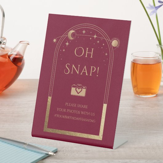 Hemelse Rode Gouden Zon Maan Sterren Oh Snap Reclamebord Met Voetstuk (Insitu)