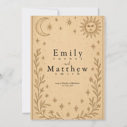 Hemelse Romance - Maan en Zon Ontwerp Kaart (Achterkant)