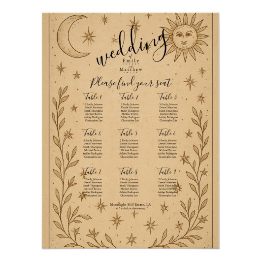 Hemelse Romance Mystieke Zon en Maan Perfect Poster (Voorkant)