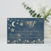 Hemelse romantische maan en sterren kalligrafie RS RSVP Kaartje (Staand voorkant)