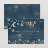 Hemelse romantische maan en sterren kalligrafie RS RSVP Kaartje (Voorkant / Achterkant)