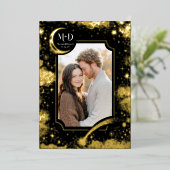 Hemelse Romantische Sterrennacht Trouwfoto Folie Uitnodiging (Staand Voorkant)