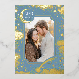 Hemelse Romantische Sterrennacht Trouwfoto Folie Uitnodiging