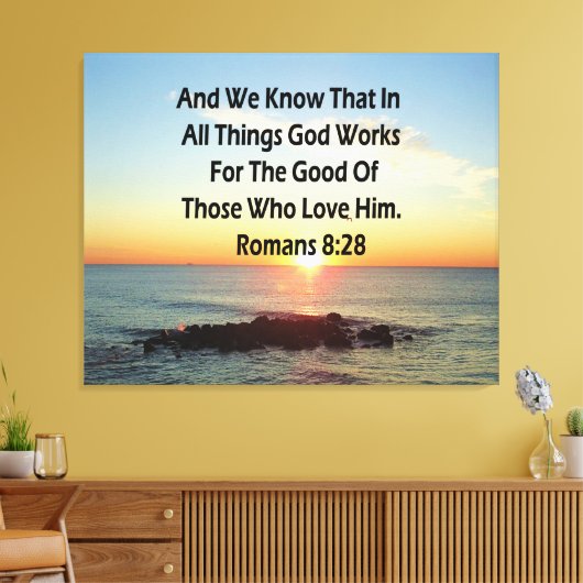 HEMELSE ROMEINEN 8:28 BIJBELVERS CANVAS AFDRUK (Insitu (Woonkamer))