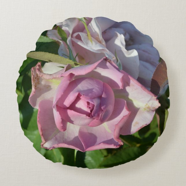 Hemelse Roos Abstract Rond Kussen (Voorkant)