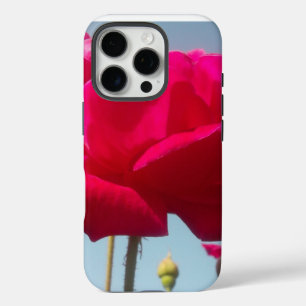 Hemelse Roos   Mooie Rode Bloem Tegen Blauw iPhone 16 Pro Hoesje