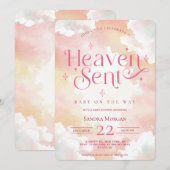 Hemelse Roze Aangepaste Engelachtige Wolken Baby S Kaart (Voorkant / Achterkant)