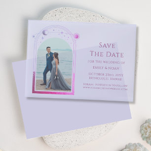 Hemelse Roze Blauwe Foto Huwelijk Save The Date Vellum Uitnodigingen